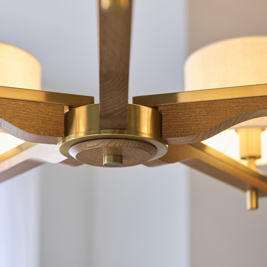 Endon 116994 - HEATHCLIFF Chain-Suspended Chandelier 5xE14/7W/230V Brass/Ash