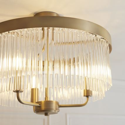 Endon 119109 - CLERMONT flush-mounted chandelier 3xE14/6W/230V brass