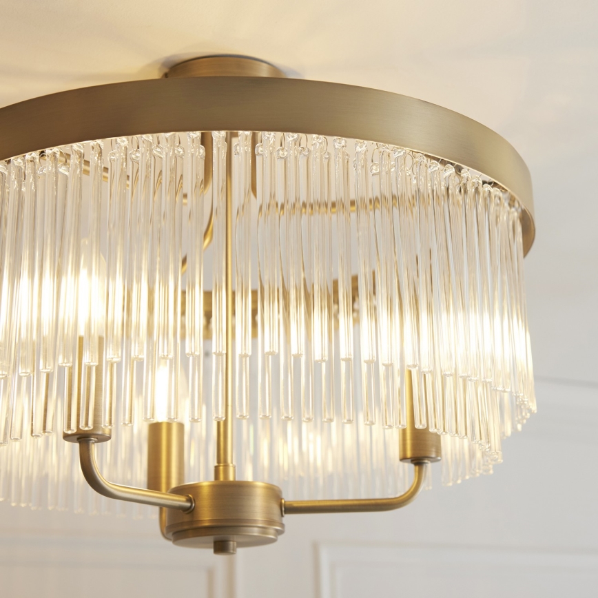 Endon 119109 - CLERMONT flush-mounted chandelier 3xE14/6W/230V brass