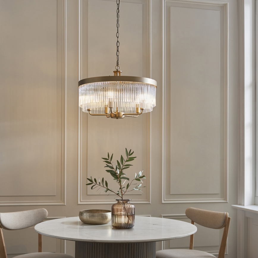 Endon 119110 - CLERMONT Chain-Hung Chandelier 5xE14/6W/230V, Brass