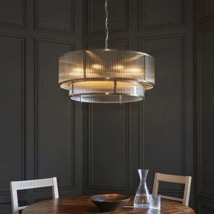 Endon 119456 - RIDGETON chain-suspended chandelier 8xE14/7W/230V matte chrome