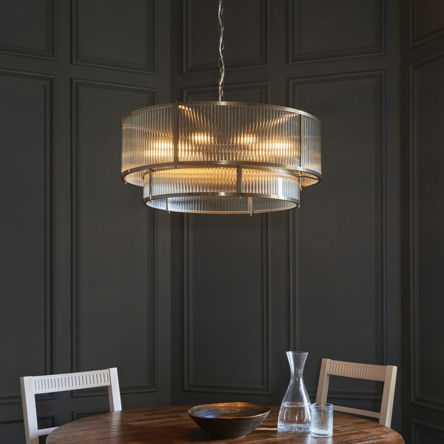 Endon 119456 - RIDGETON chain-suspended chandelier 8xE14/7W/230V matte chrome