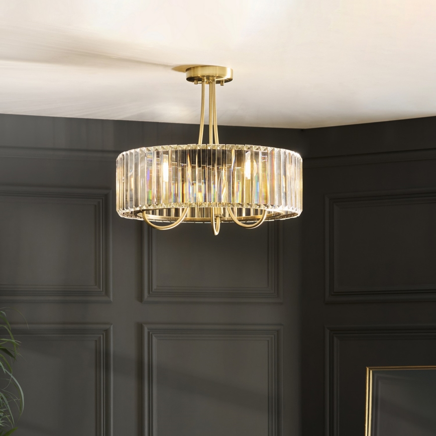 Endon 119609 - VISCONTI 3-Light Rod Pendant, E14, 6W, 230V, Brass