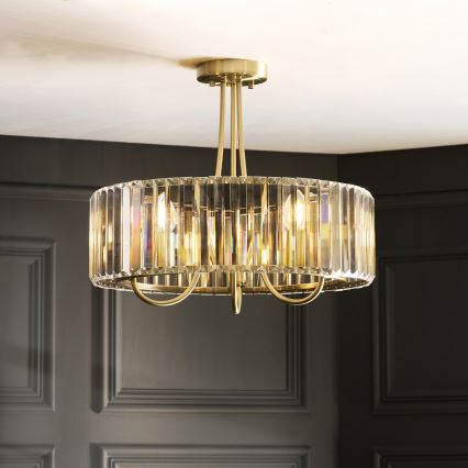 Endon 119609 - VISCONTI 3-Light Rod Pendant, E14, 6W, 230V, Brass