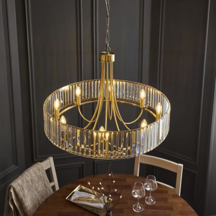 Endon 119611 - VISCONTI Chain-hung Chandelier 8xE14/6W/230V, Brass