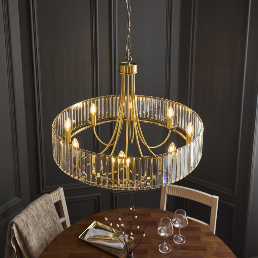 Endon 119611 - VISCONTI Chain-hung Chandelier 8xE14/6W/230V, Brass