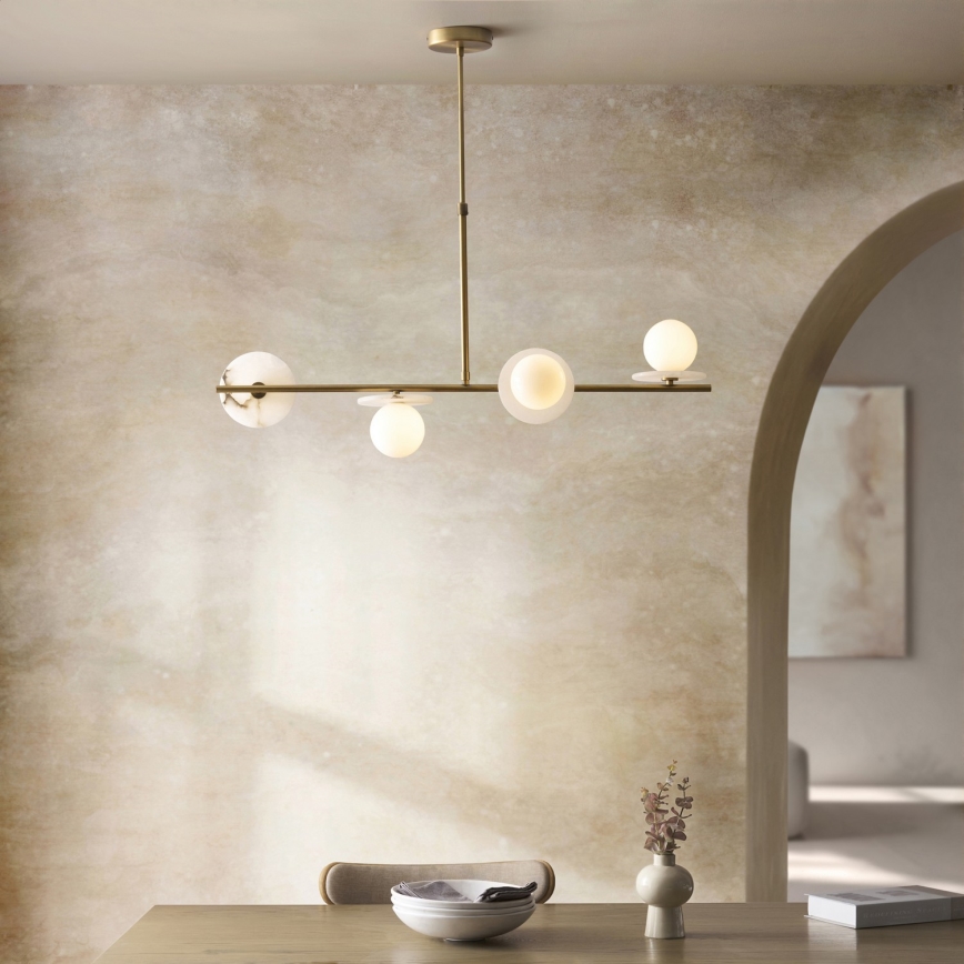 Endon 120038 - CERCHIO Rod-Mounted Chandelier 4xG9/5W/230V Brass