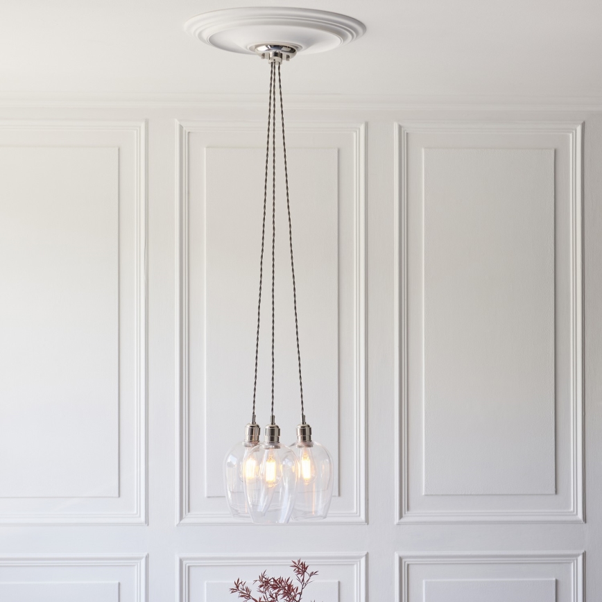 Endon 120644 - Cable-hung pendant light 3xE27/10W/230V, glossy chrome