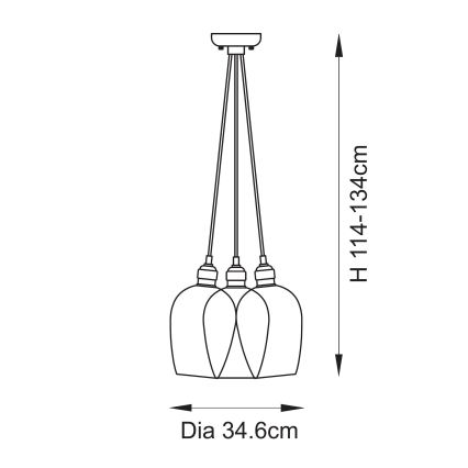 Endon 120644 - Cable-hung pendant light 3xE27/10W/230V, glossy chrome
