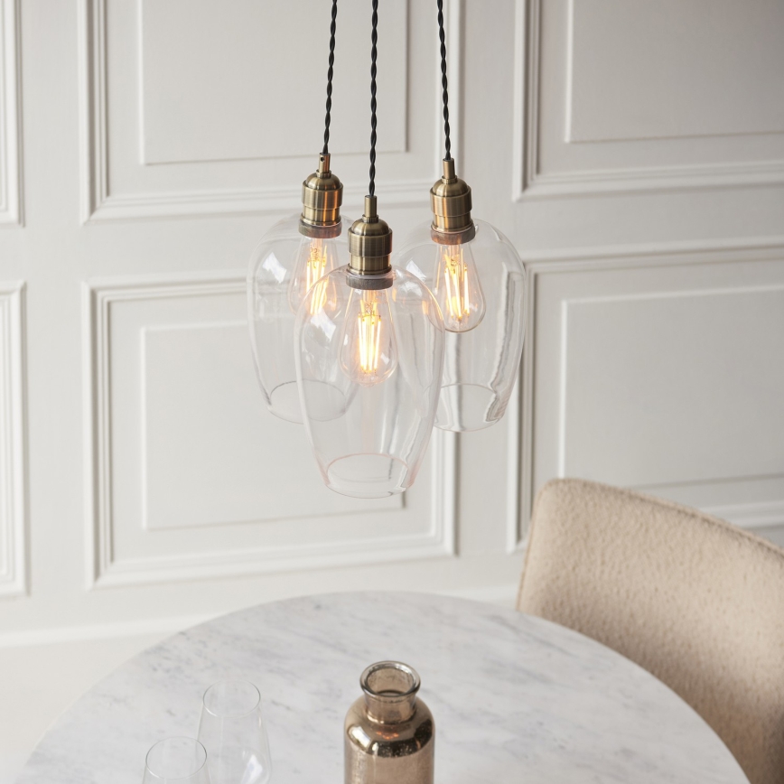 Endon 120648 - Cable-hung pendant light 3xE27/10W/230V, brass