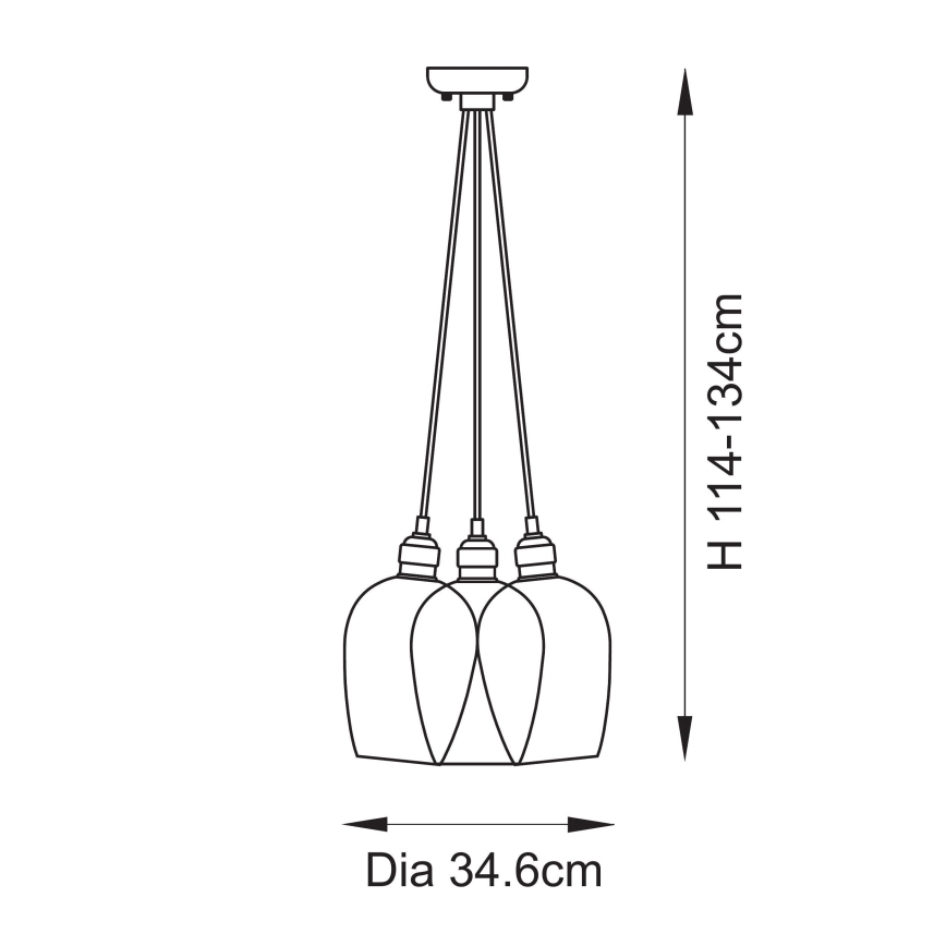 Endon 120648 - Cable-hung pendant light 3xE27/10W/230V, brass
