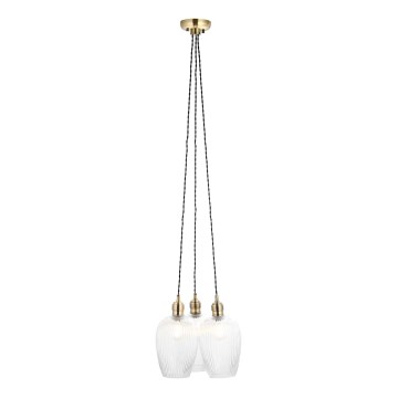 Endon 120656 - Cable-suspended pendant light 3xE27/10W/230V brass