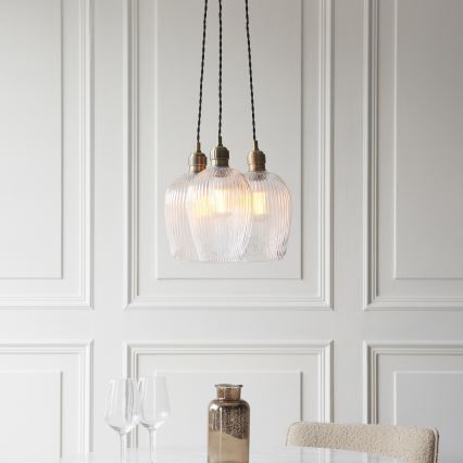 Endon 120656 - Cable-suspended pendant light 3xE27/10W/230V brass