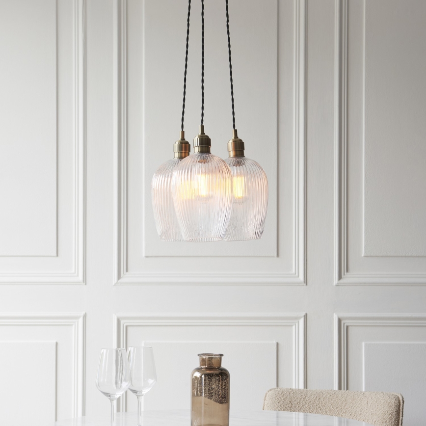 Endon 120656 - Cable-suspended pendant light 3xE27/10W/230V brass