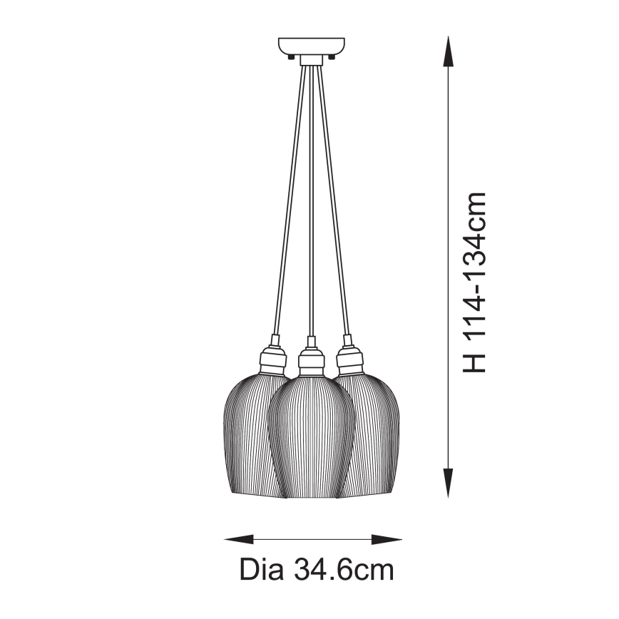Endon 120656 - Cable-suspended pendant light 3xE27/10W/230V brass