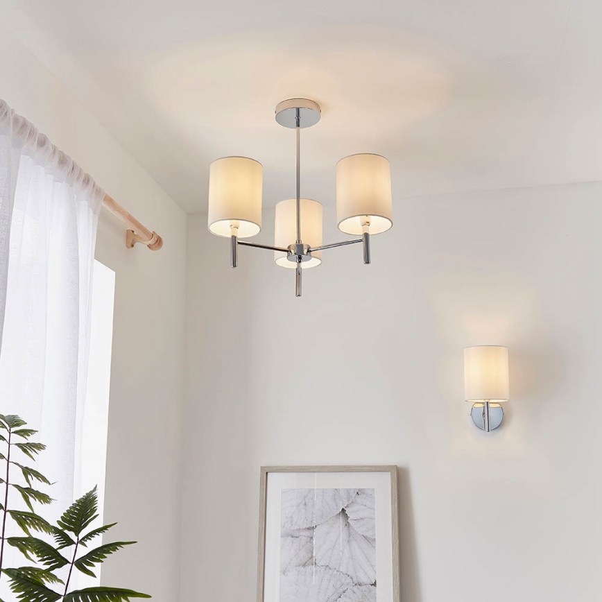 Endon 56642 - Chandelier on a pole BRIO 3xE14/40W/230V shiny chrome/white