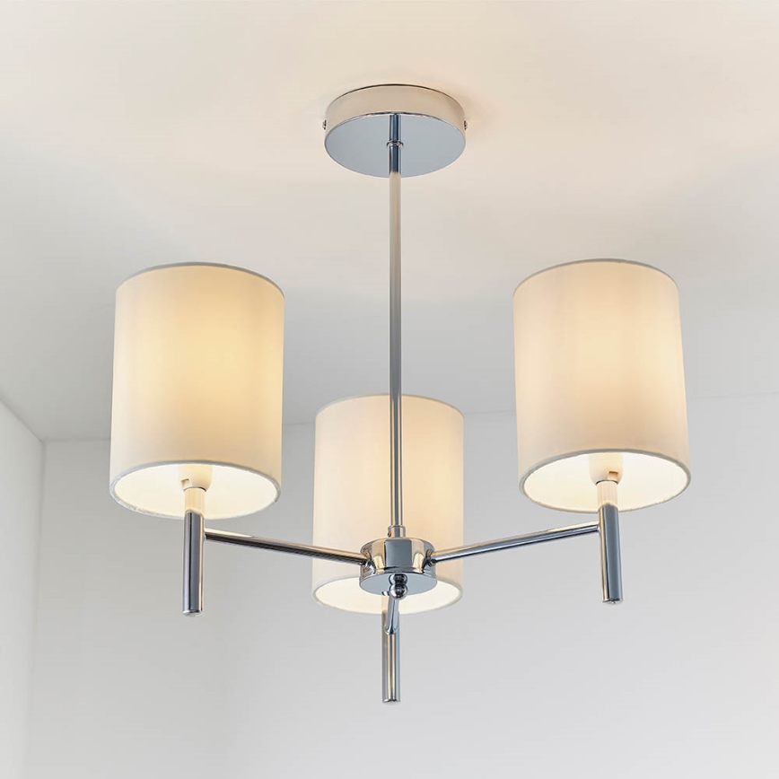 Endon 56642 - Chandelier on a pole BRIO 3xE14/40W/230V shiny chrome/white