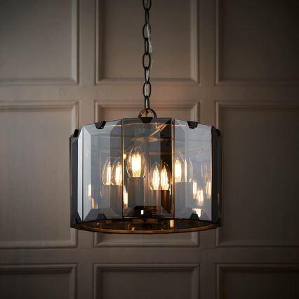 Endon 61281 - Chain-hung chandelier CLOONEY 4xE14/40W/230V black/smoked
