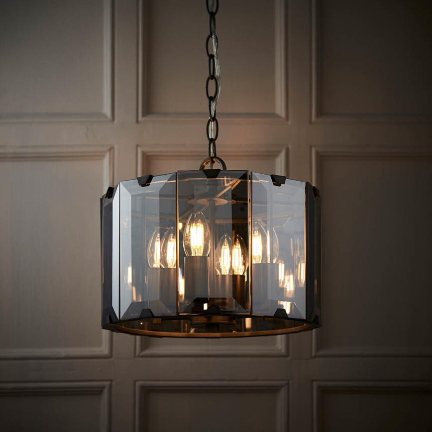 Endon 61281 - Chain-hung chandelier CLOONEY 4xE14/40W/230V black/smoked