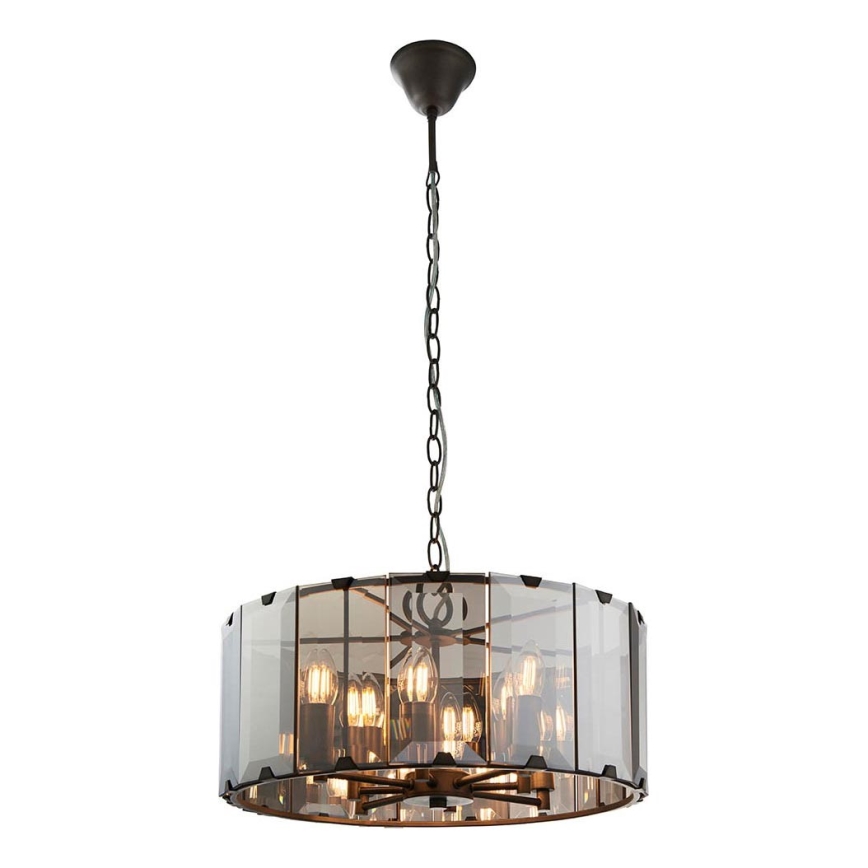 Endon 61294 - Chandelier on a chain CLOONEY 8xE14/40W/230V black/smoky