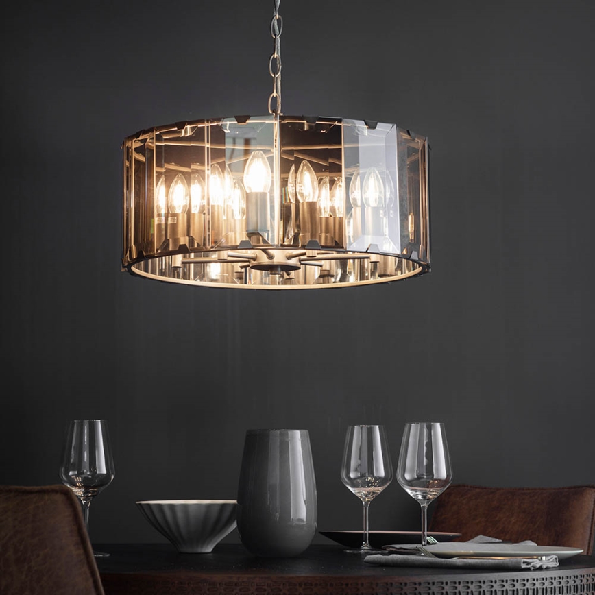 Endon 61294 - Chandelier on a chain CLOONEY 8xE14/40W/230V black/smoky