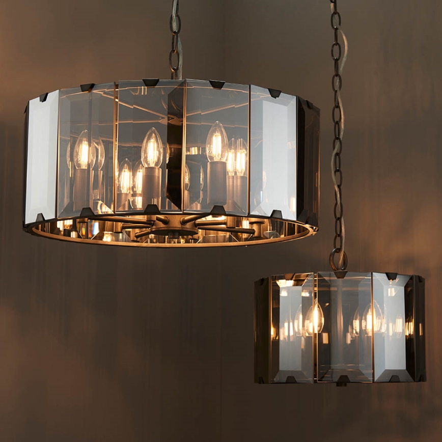 Endon 61294 - Chandelier on a chain CLOONEY 8xE14/40W/230V black/smoky