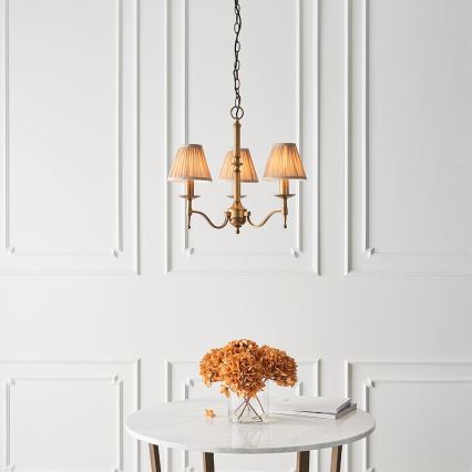 Endon 63628 - STANFORD chain-hung chandelier 3xE14/40W/230V brass/beige