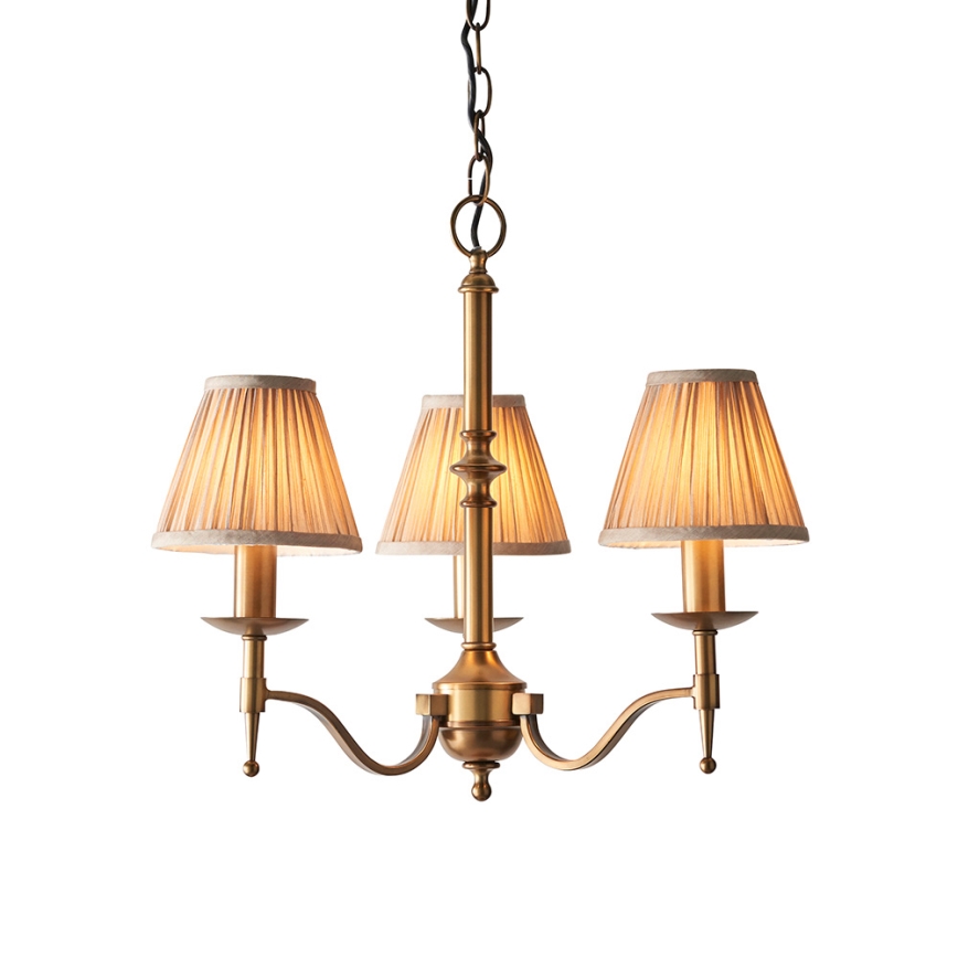 Endon 63628 - STANFORD chain-hung chandelier 3xE14/40W/230V brass/beige