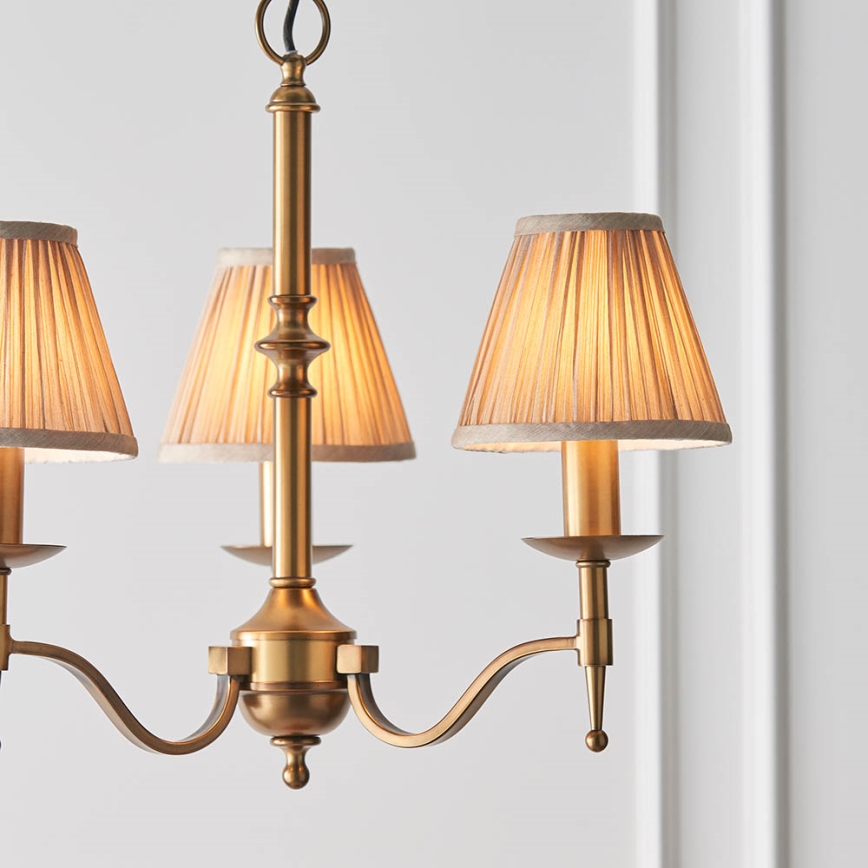 Endon 63628 - STANFORD chain-hung chandelier 3xE14/40W/230V brass/beige
