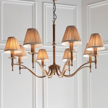Endon 63629 - STANFORD chain-hung chandelier 8xE14/40W/230V brass/beige