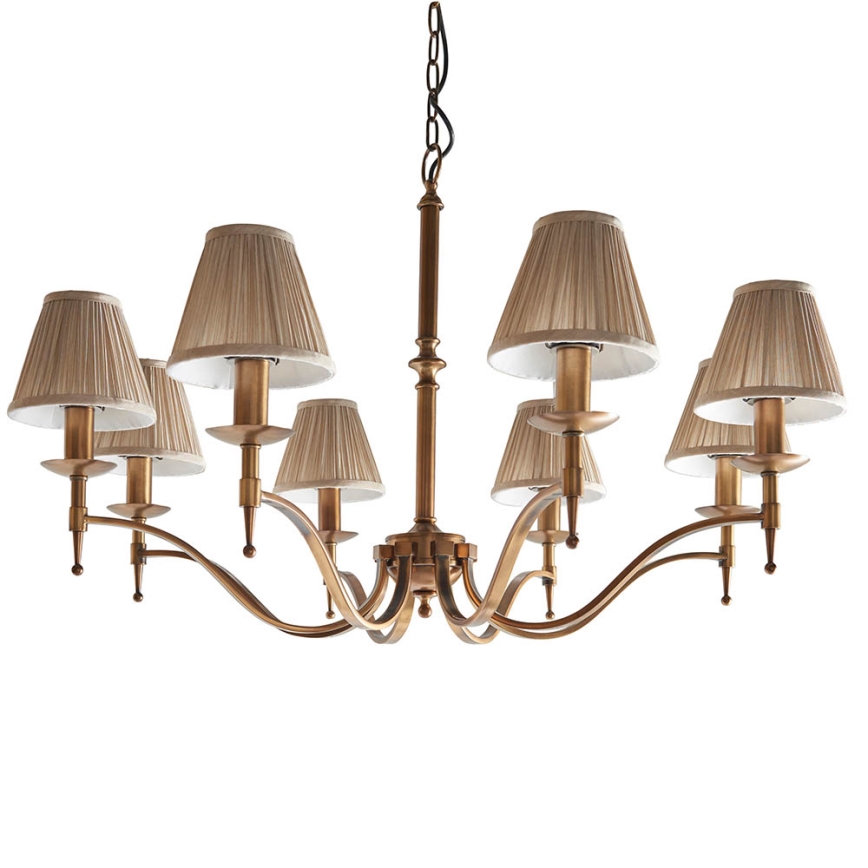 Endon 63629 - STANFORD chain-hung chandelier 8xE14/40W/230V brass/beige