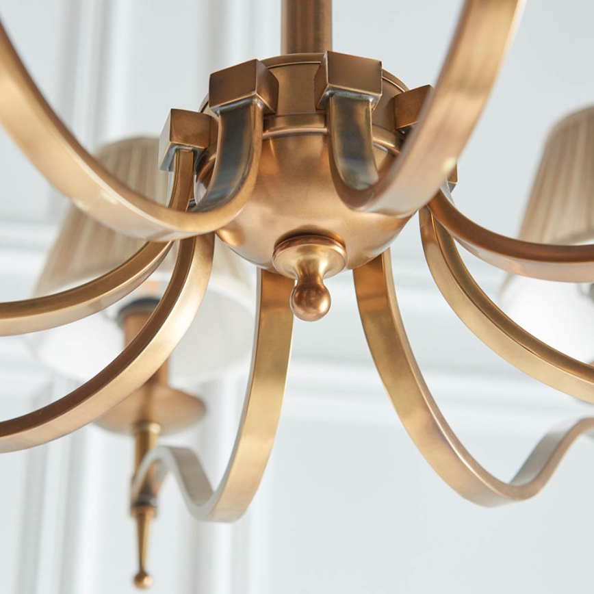 Endon 63629 - STANFORD chain-hung chandelier 8xE14/40W/230V brass/beige