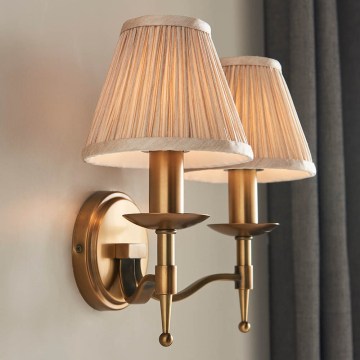 Endon 63654 - STANFORD Wall Light 2xE14/40W/230V Brass/Beige