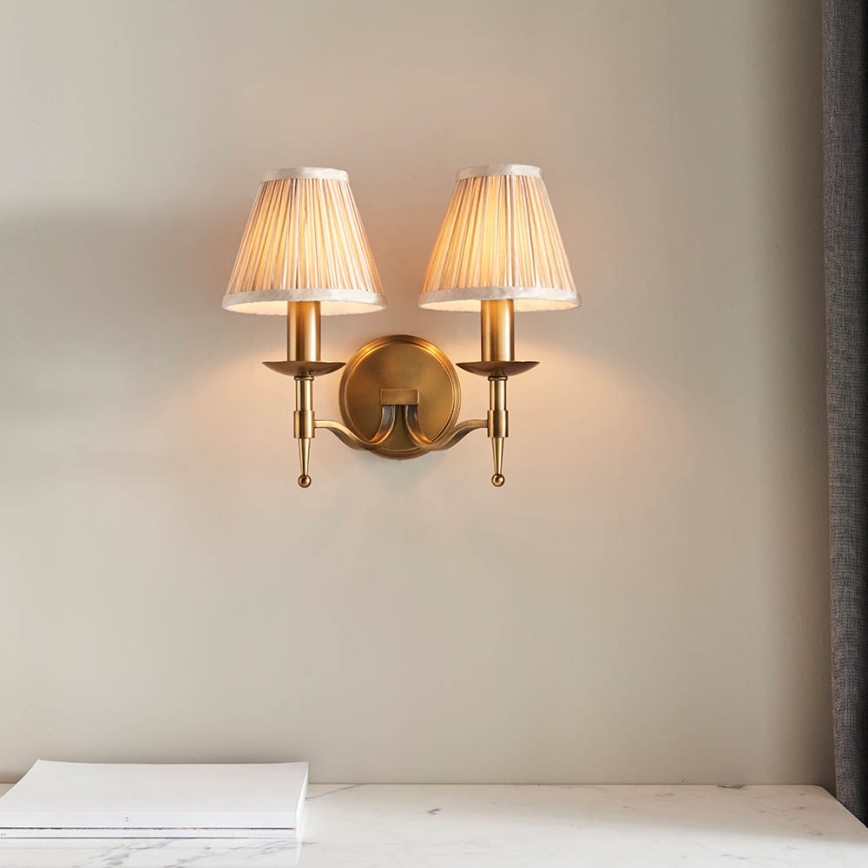 Endon 63654 - STANFORD Wall Light 2xE14/40W/230V Brass/Beige