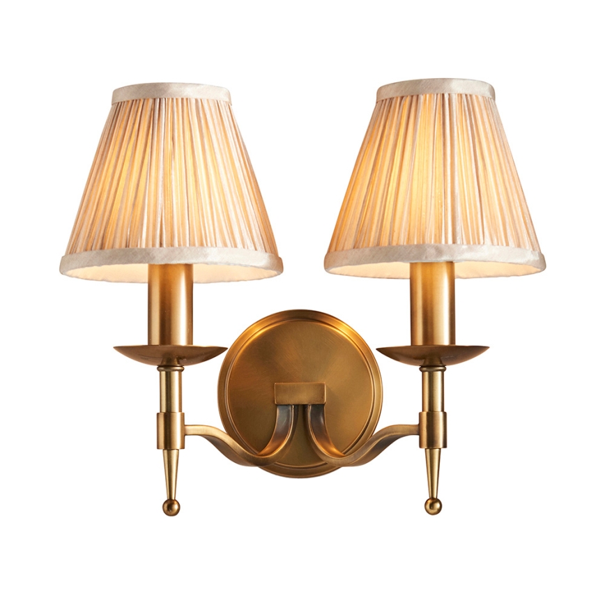 Endon 63654 - STANFORD Wall Light 2xE14/40W/230V Brass/Beige
