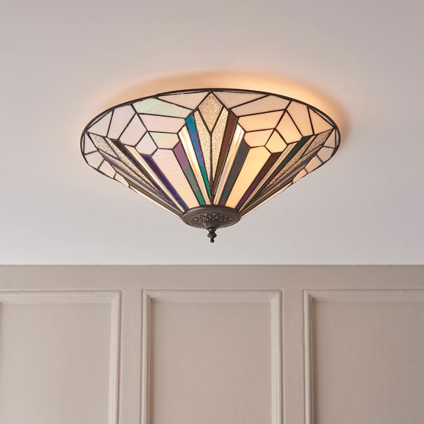 Endon 63935 - Tiffany ASTORIA ceiling light 2×E27/60W/230V, Ø 48 cm