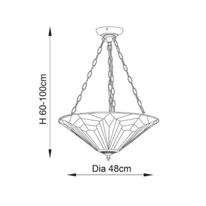 Endon 63936 - Chain-hung Tiffany chandelier ASTORIA 3x E27/60W/230V Ø 48 cm