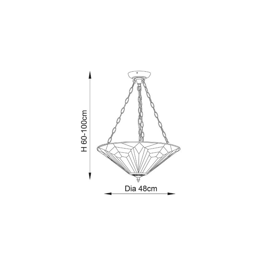 Endon 63936 - Chain-hung Tiffany chandelier ASTORIA 3x E27/60W/230V Ø 48 cm