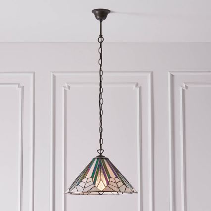 Endon 63937 - Tiffany ASTORIA Chain Pendant Chandelier 1xE27/60W/230V Ø 40 cm