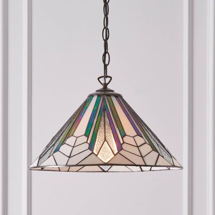 Endon 63937 - Tiffany ASTORIA Chain Pendant Chandelier 1xE27/60W/230V Ø 40 cm