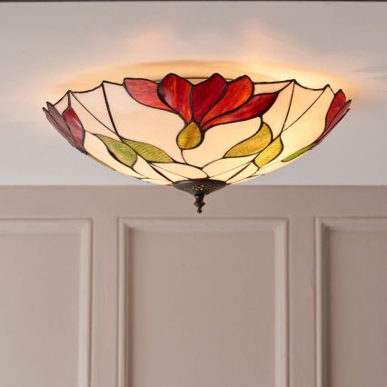 Endon 63960 - Tiffany BOTANICA ceiling light 2xE27/60W/230V Ø 45 cm