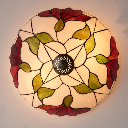 Endon 63960 - Tiffany BOTANICA ceiling light 2xE27/60W/230V Ø 45 cm