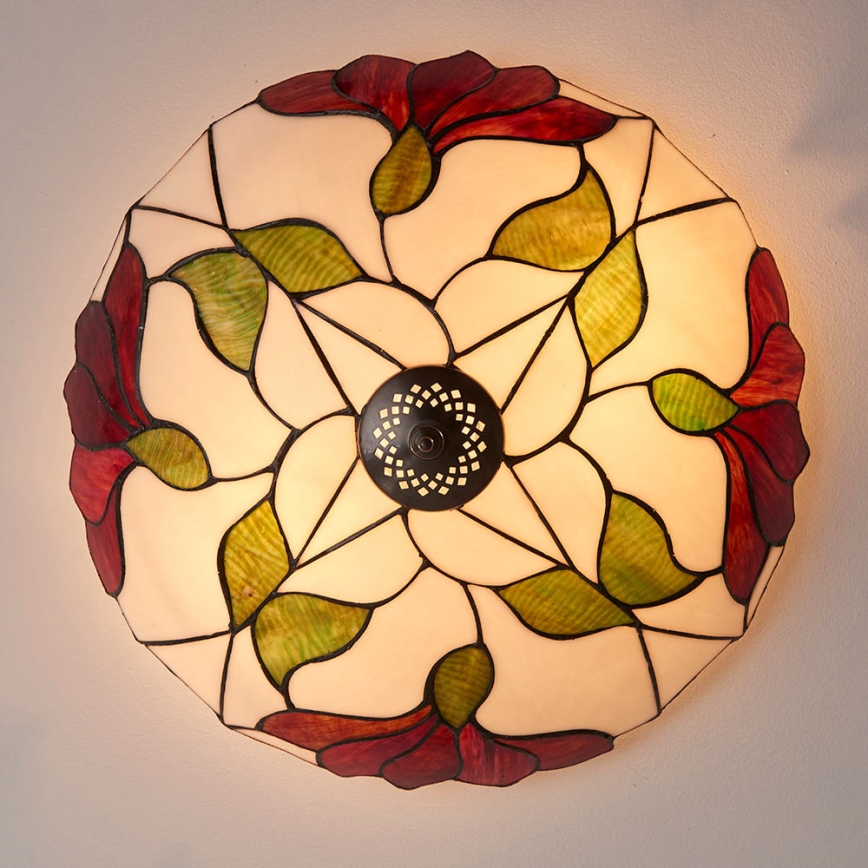 Endon 63960 - Tiffany BOTANICA ceiling light 2xE27/60W/230V Ø 45 cm