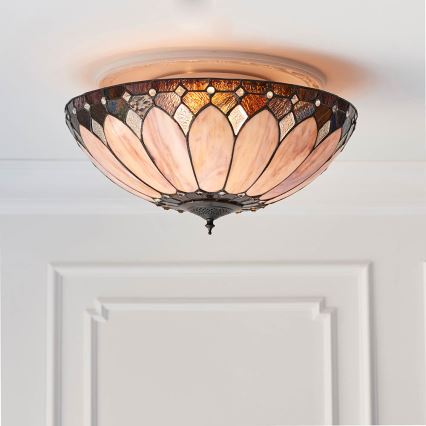 Endon 63973 - Tiffany BROOKLYN Ceiling Light 2xE14/60W/230V Ø 50 cm