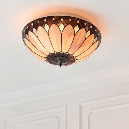 Endon 63973 - Tiffany BROOKLYN Ceiling Light 2xE14/60W/230V Ø 50 cm