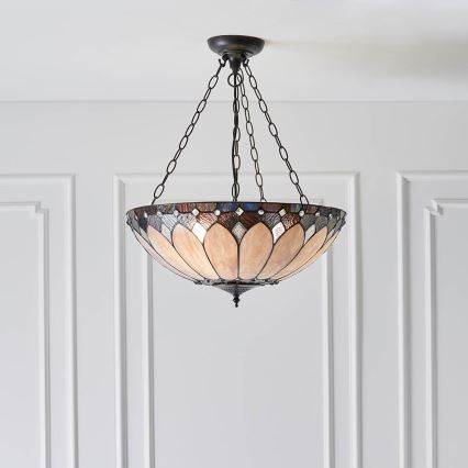 Endon 63976 - Chain-hung Tiffany BROOKLYN chandelier 3xE27/60W/230V, Ø 50 cm