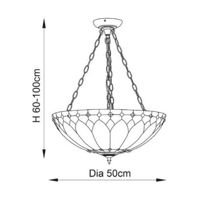 Endon 63976 - Chain-hung Tiffany BROOKLYN chandelier 3xE27/60W/230V, Ø 50 cm