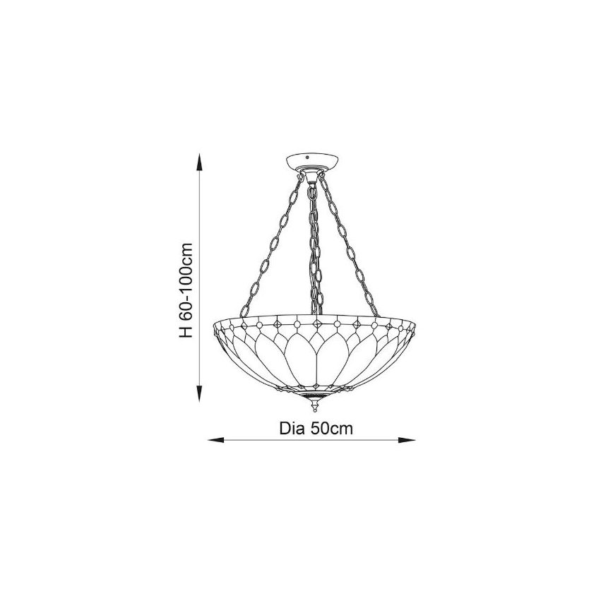 Endon 63976 - Chain-hung Tiffany BROOKLYN chandelier 3xE27/60W/230V, Ø 50 cm