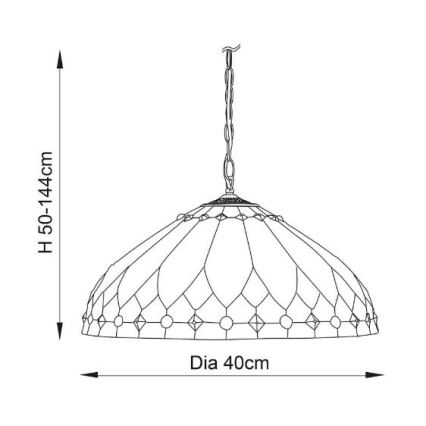 Endon 63977 - Tiffany BROOKLYN Chain-Hung Chandelier 1xE27/60W/230V Ø 40 cm