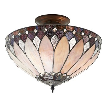 Endon 63978 - Flush-mounted Tiffany chandelier BROOKLYN 3xE27/60W/230V diam. 40 cm